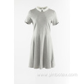 Grey Knitted Dress With Peter Pan Collar